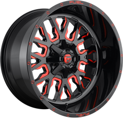 Fuel 18x9 D612 Stroke Gloss Black w/ Candy Red -12mm