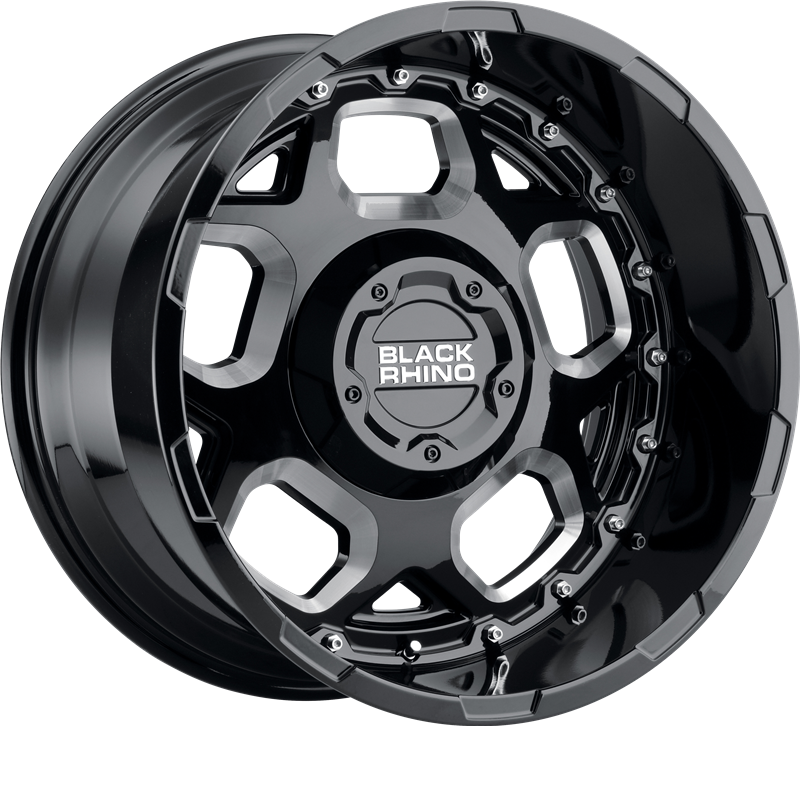 Black Rhino 20x11.5 Gusset Gloss Black w/ Milled Spokes -44mm