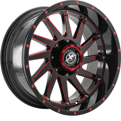 XF Off-Road 20x10 XF-216 Gloss Black w/ Red Milling -12mm