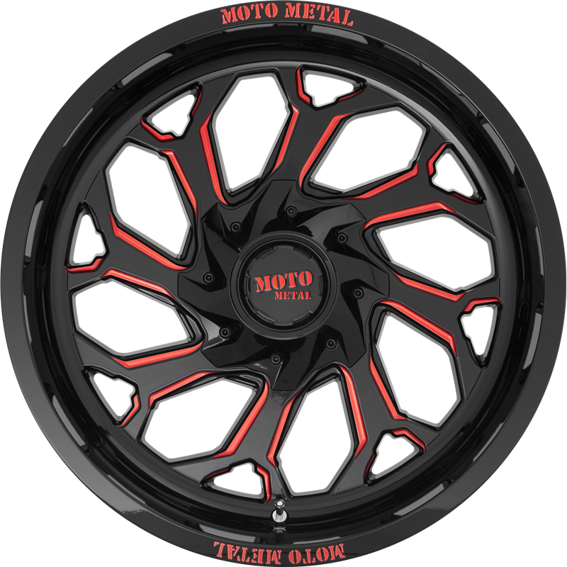 Moto Metal 20x10 MO999 Gloss Black Milled w/ Red Tint -18mm