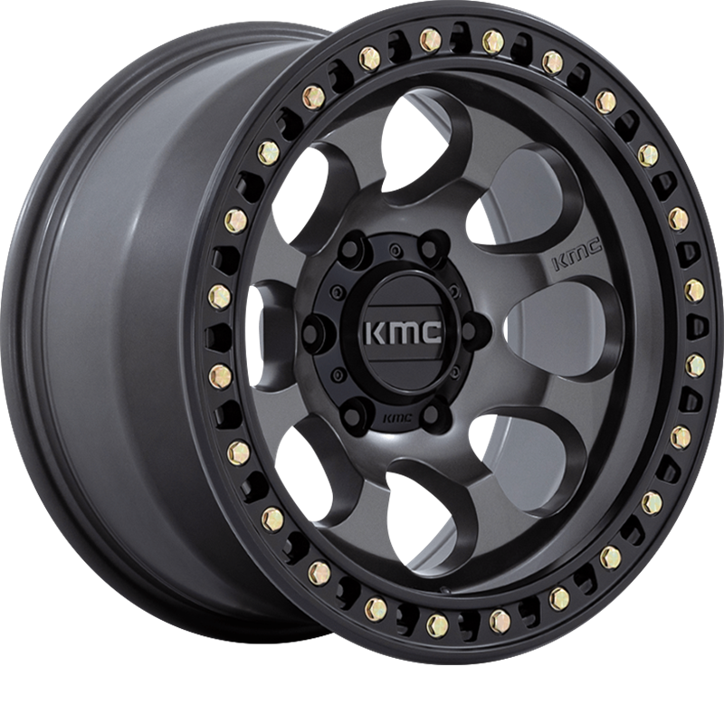 KMC 17x9 KM550 Riot SBL Anthracite w/ Satin Black Lip -12mm