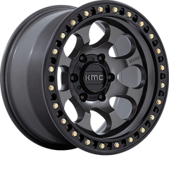 KMC 17x9 KM550 Riot SBL Anthracite w/ Satin Black Lip -12mm