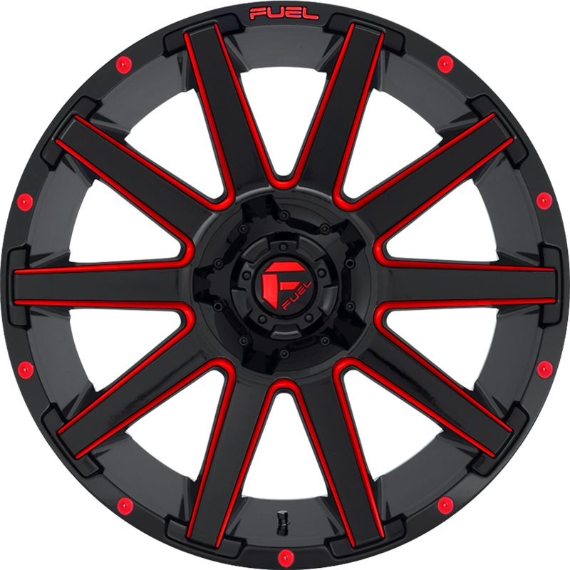 Fuel 20x10 D643 Contra Gloss Black w/ Candy Red -18mm