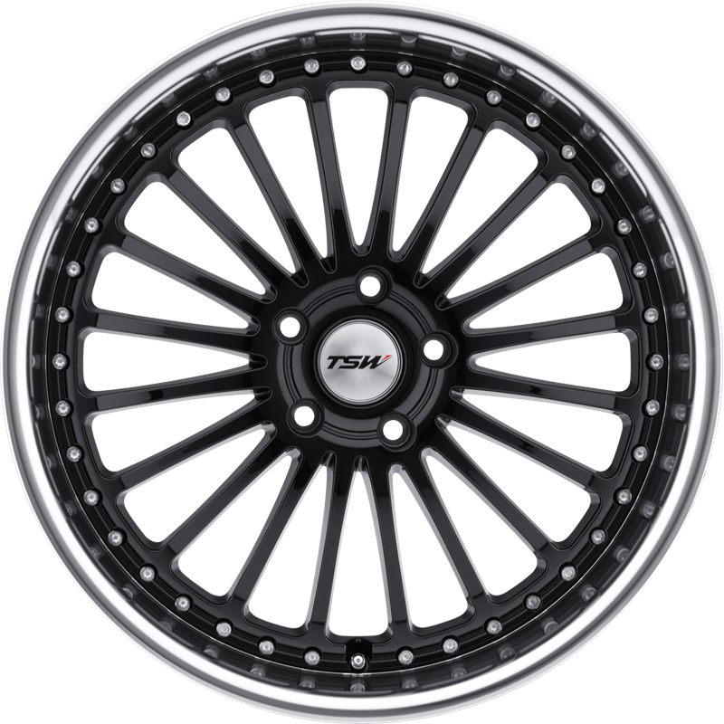 TSW 18x9.5 Silverstone Gloss Black w/ Mirror Cut Lip +40mm