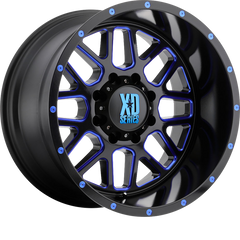 XD 20x9 XD820 Grenade Satin Black Milled w/ Blue Clear Coat +18mm