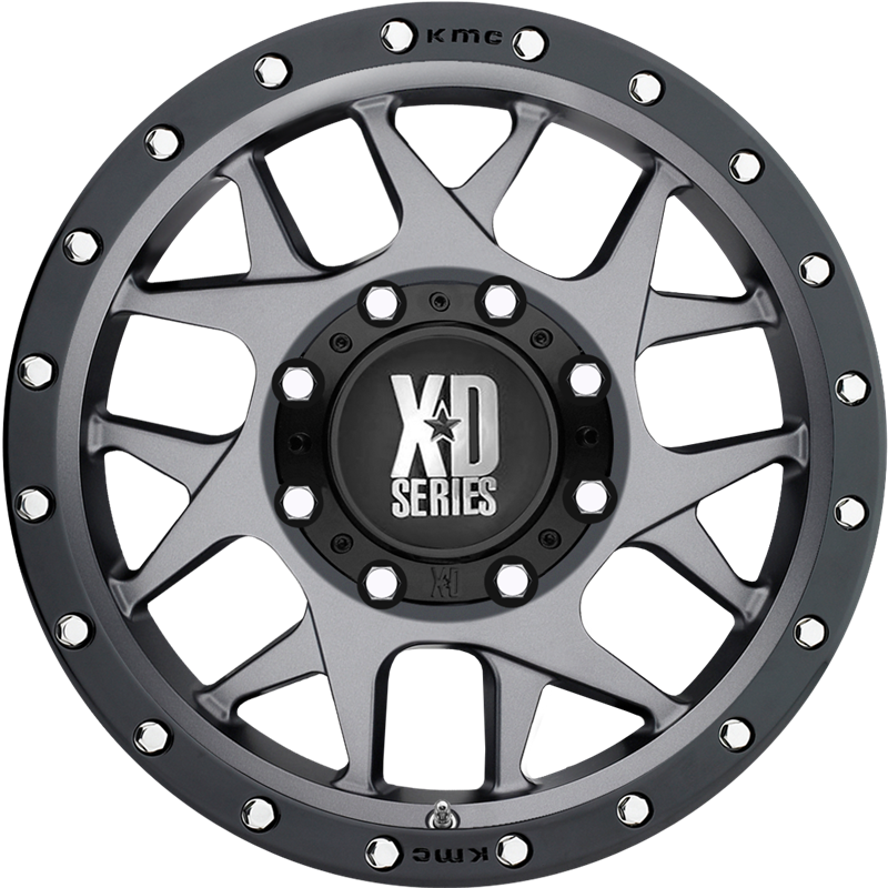 XD 18x9 XD127 Bully Matte Gray w/ Black Ring +18mm