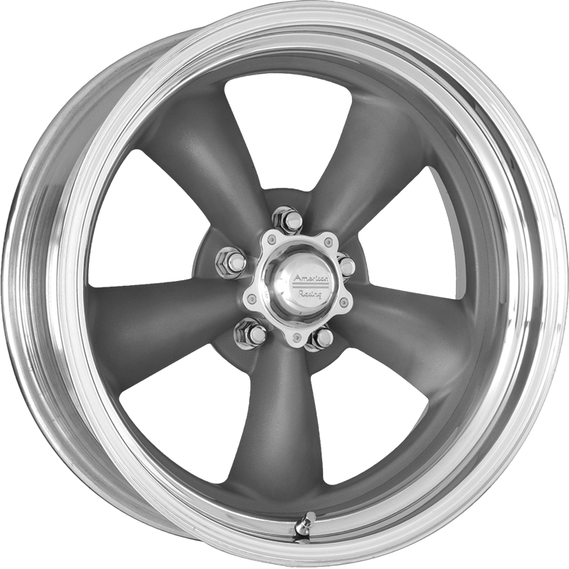 American Racing 17x8 VN215 Classic Torq Thrust II Mag Gray w/ Machined Lip +14mm