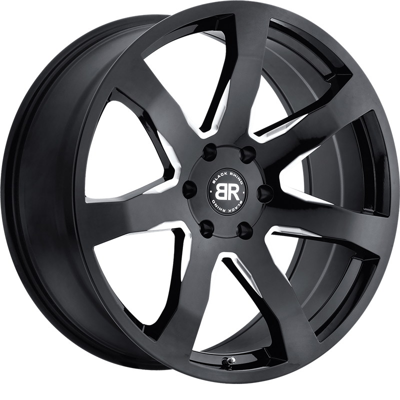 Black Rhino 20x8.5 Mozambique Gloss Black w/ Milled Spokes +30mm