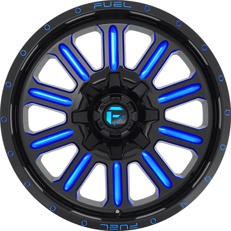 Fuel 20x10 D646 Hardline Gloss Black w/ Candy Blue -18mm