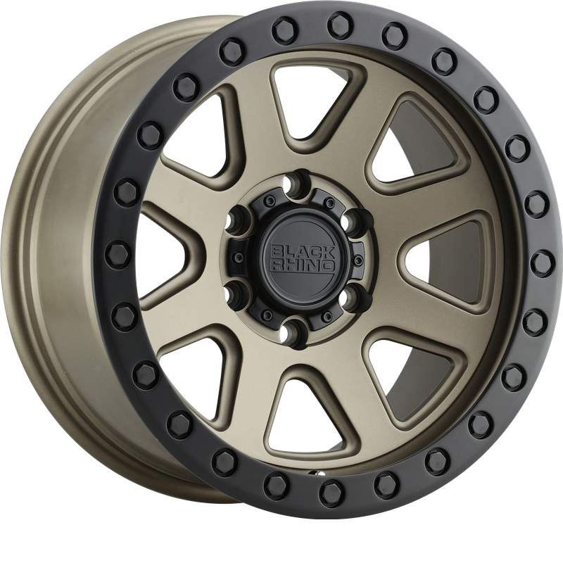 Black Rhino 18x9 Baker Matte Bronze w/ Black Lip Edge and Black Bolts +12mm