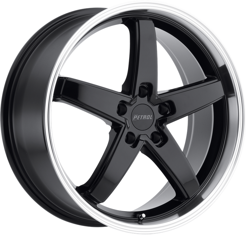 Petrol 18x8 P1B Gloss Black w/ Machine Cut Lip +32mm