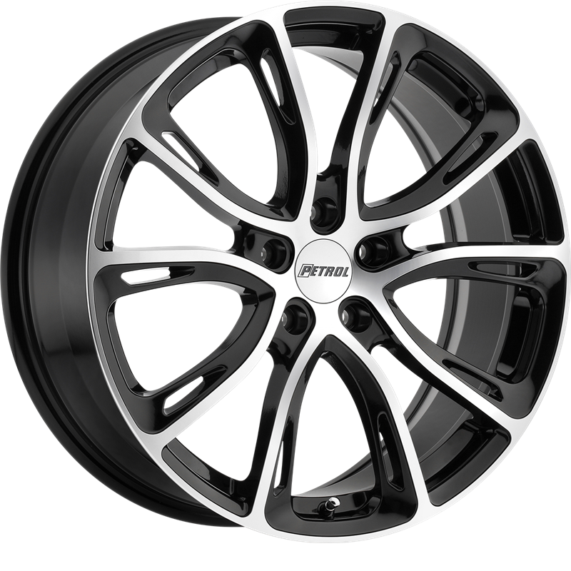 Petrol 18x8 P5A Gloss Black w/ Machine Cut Face +40mm