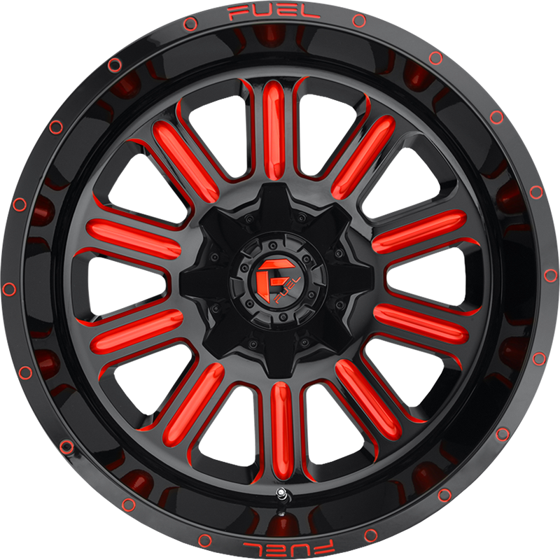 Fuel 18x9 D621 Hardline Gloss Black w/ Candy Red +1mm