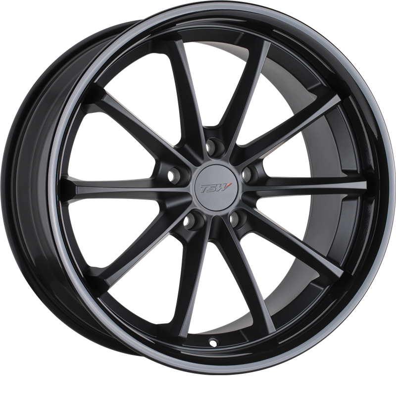 TSW 20x10 Sweep Matte Black w/ Gloss Black Lip +25mm