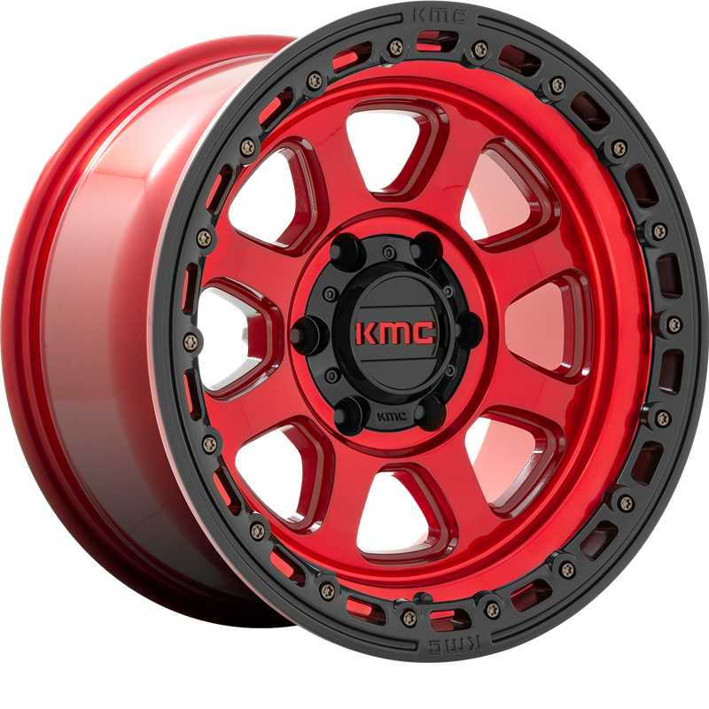 KMC 18x9 KM548 Chase Candy Red w/ Black Lip +18mm