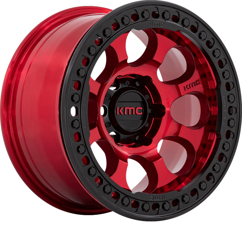 KMC 17x8.5 KM237 Riot Beadlock Candy Red w/ Black Lip +0mm