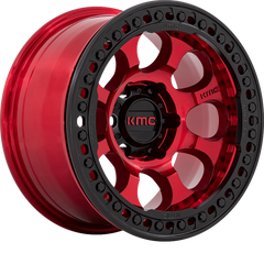 KMC 17x8.5 KM237 Riot Beadlock Candy Red w/ Black Lip +0mm