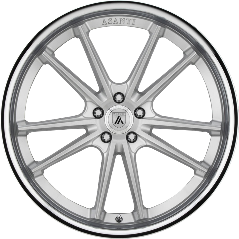 Asanti 20x10.5 ABL-23 Sigma Brushed Silver w/ Chrome Lip +45mm