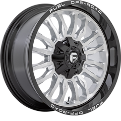 Fuel 20x9 D798 Arc Silver Brushed Face w/ Milled Black Lip +1mm