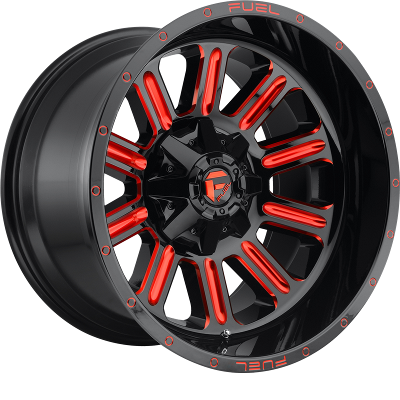 Fuel 18x9 D621 Hardline Gloss Black w/ Candy Red -12mm