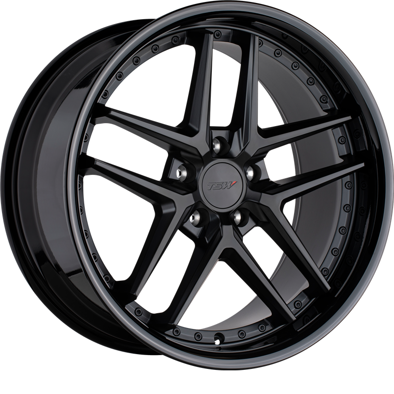 TSW 19x9.5 Premio Matte Black w/ Gloss Black Lip +20mm