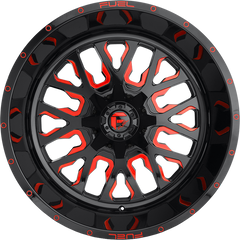 Fuel 20x9 D612 Stroke Gloss Black w/ Candy Red +1mm