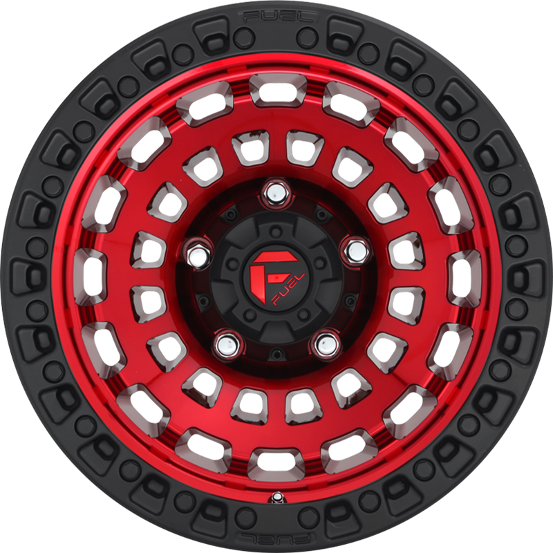 Fuel 17x9 D632 Zephyr Candy Red w/ Matte Black Ring +1mm