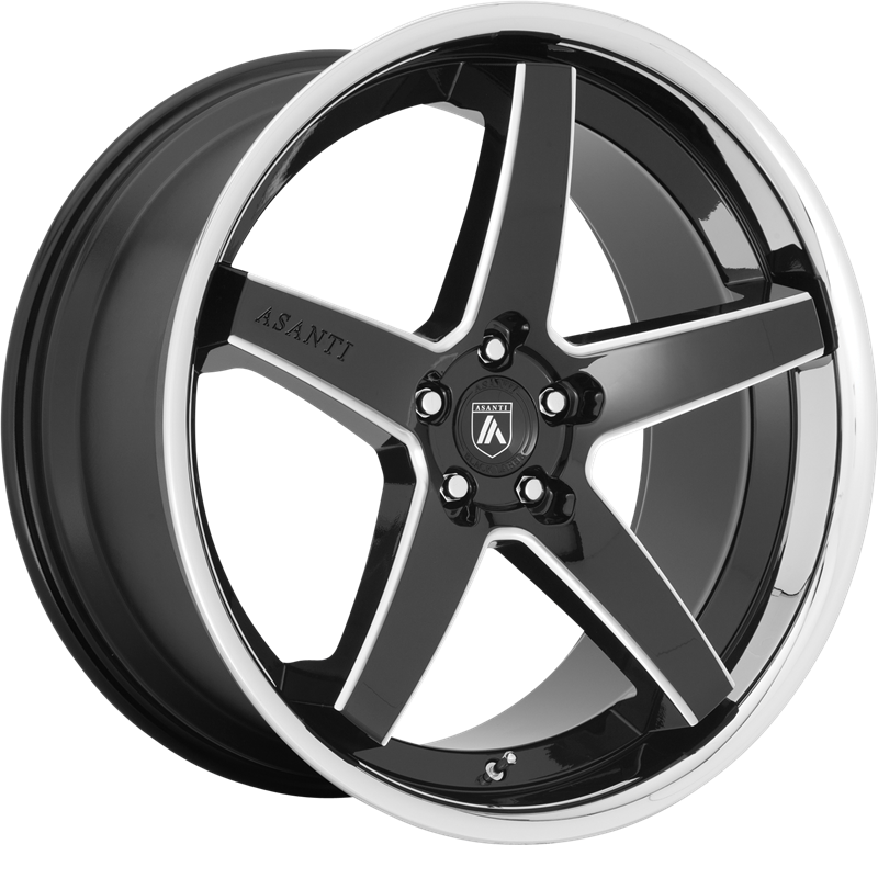 Asanti 20x10.5 ABL-31 Regal Gloss Black Milled w/ Chrome Lip +20mm