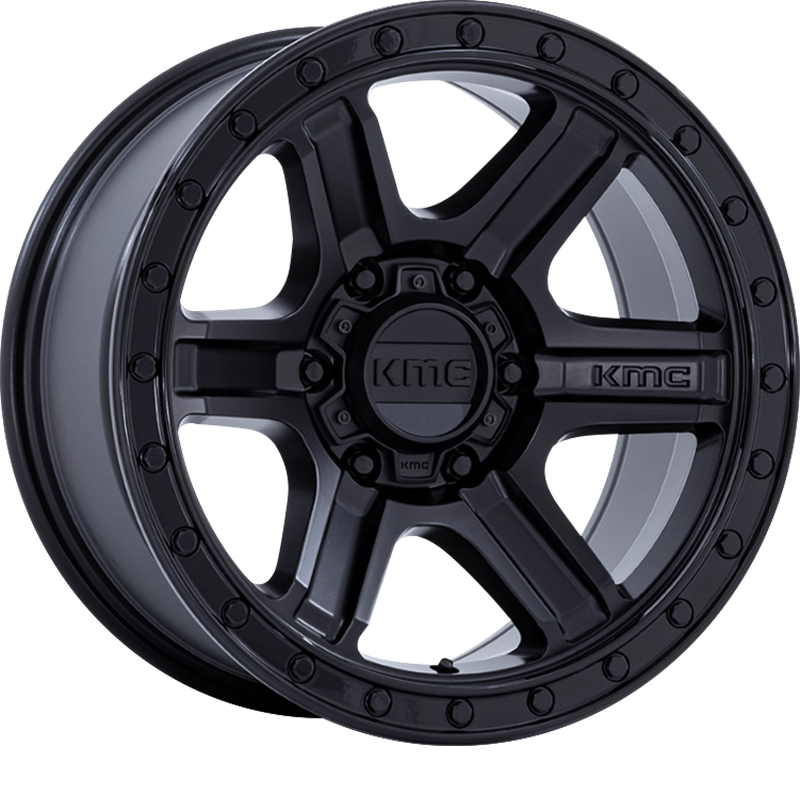 KMC 18x9 KM551 Outrun Matte Black w/ Gloss Black Lip +18mm