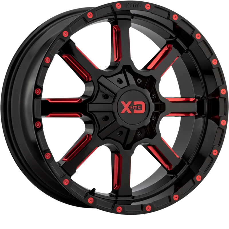 XD 20x9 XD838 Mammoth Gloss Black Milled w/ Red Tint +18mm