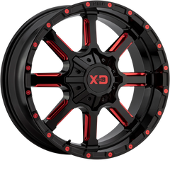 XD 20x9 XD838 Mammoth Gloss Black Milled w/ Red Tint +18mm