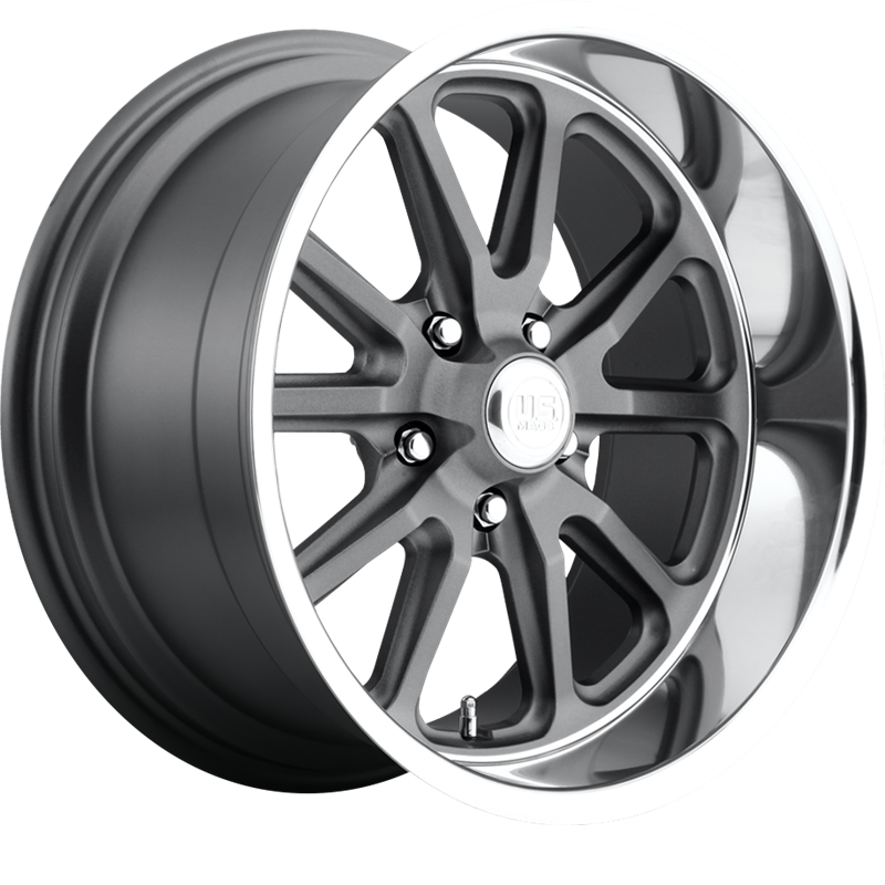 US Mags 17x8 U111 Rambler Textured Gray w/ Diamond Cut Lip +1mm