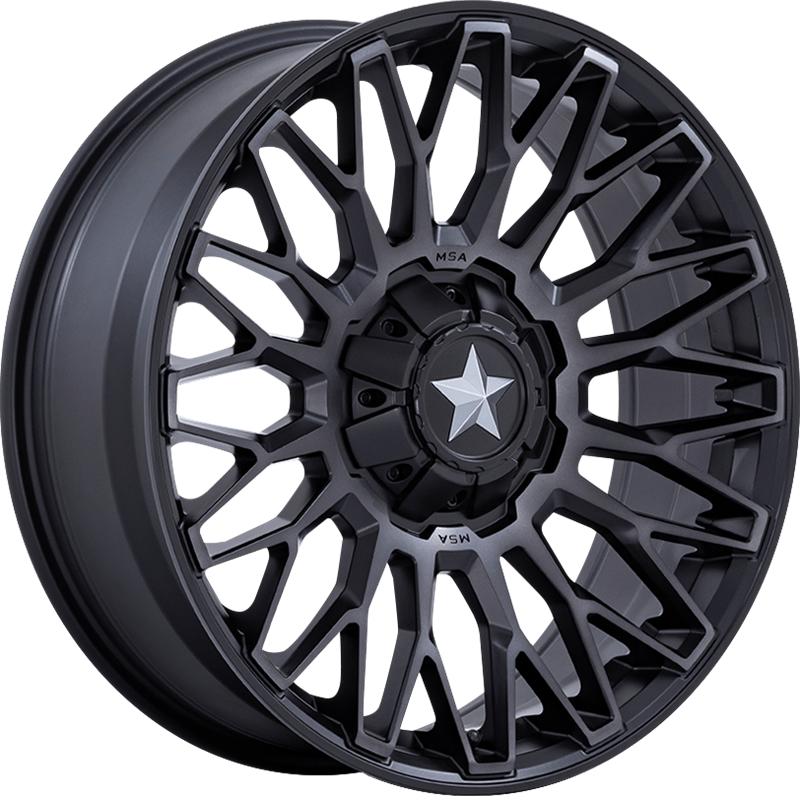 MSA Offroad Wheels 15x7 M50 Clubber Matte Black w/ Double Dark Tint Face +10mm