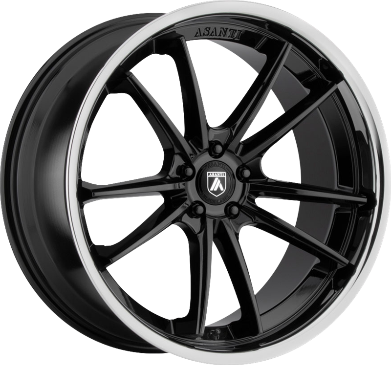 Asanti 20x9 ABL-23 Sigma Gloss Black w/ Chrome Lip +15mm