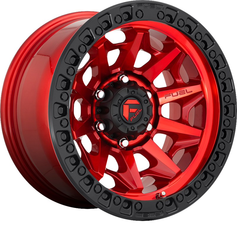 Fuel 18x9 D695 Covert Candy Red w/ Matte Black Ring +1mm