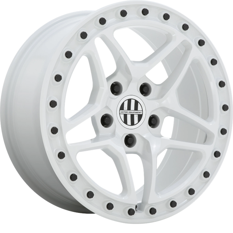 Victor Equipment 18x8 Berg Gloss White w/ Black Bolts +10mm