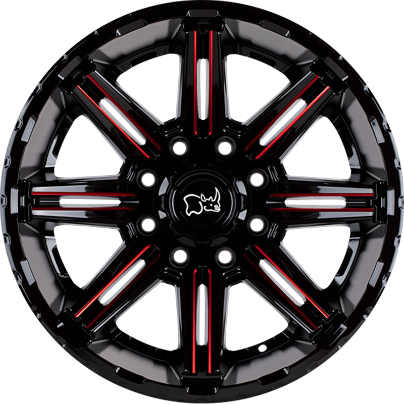 Black Rhino 20x12 Rampage Gloss Black w/ Red Milling -44mm