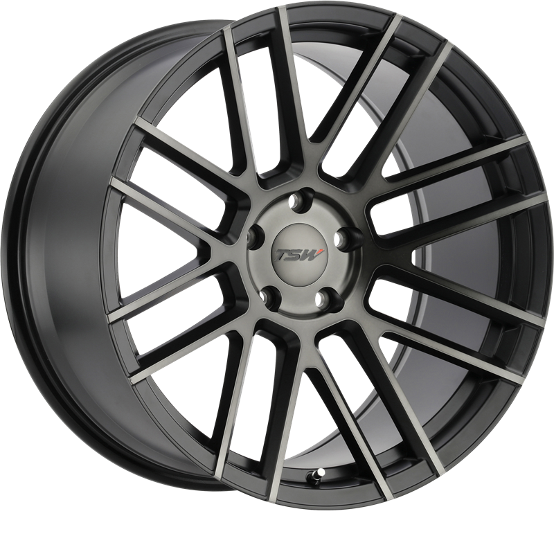 TSW 18x9.5 Mosport Matte Black w/ Machined Face and Dark Tint +20mm