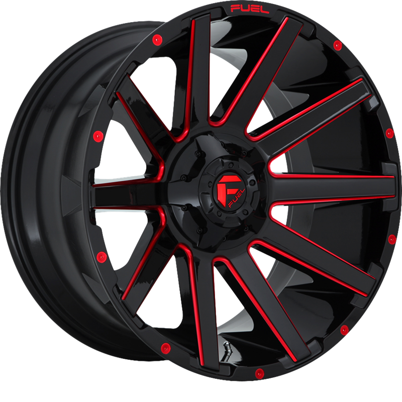 Fuel 20x9 D643 Contra Gloss Black w/ Candy Red +2mm