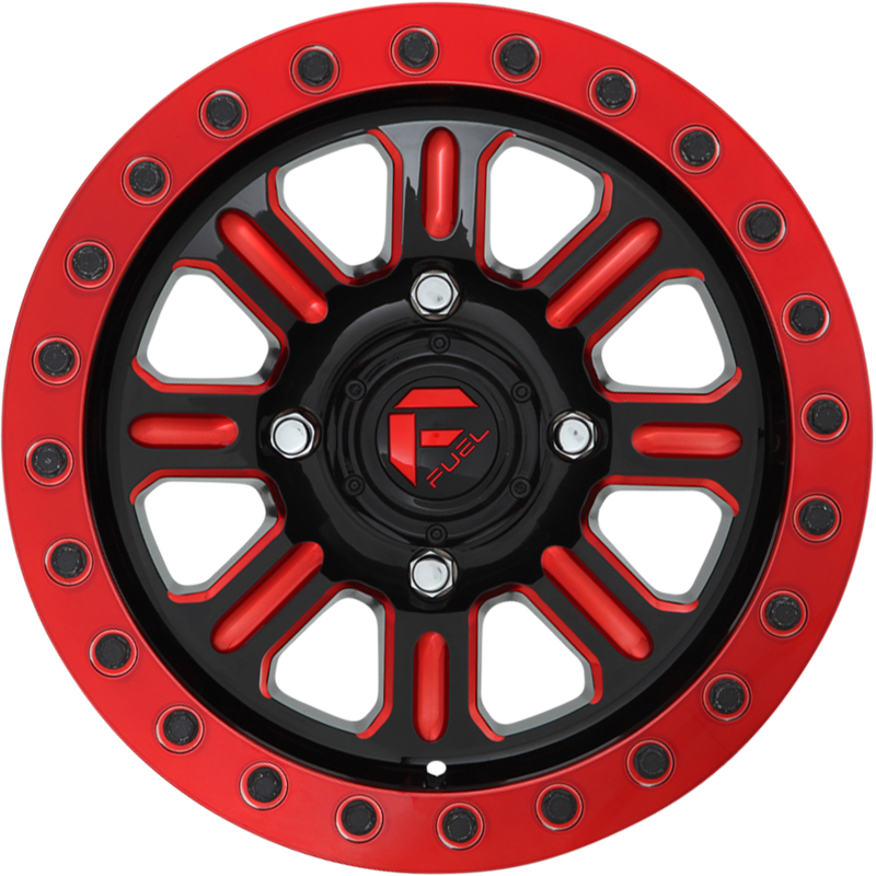 Fuel UTV 15x7 D911 Hardline Beadlock Gloss Black w/ Candy Red +38mm