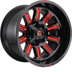 Fuel 18x9 D621 Hardline Gloss Black w/ Candy Red +20mm