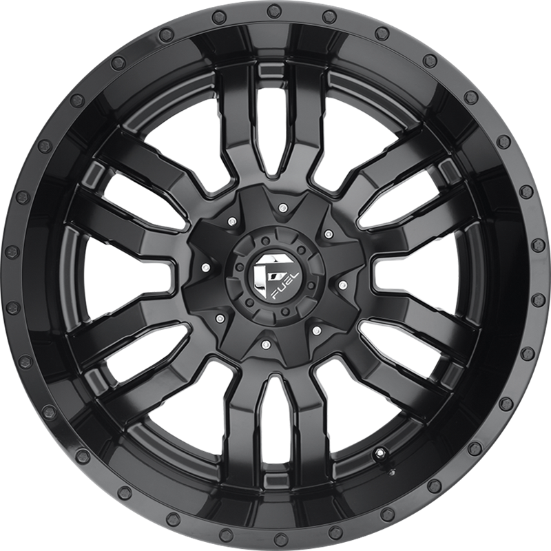 Fuel 17x9 D596 Sledge Matte Black w/ Gloss Black Lip +1mm