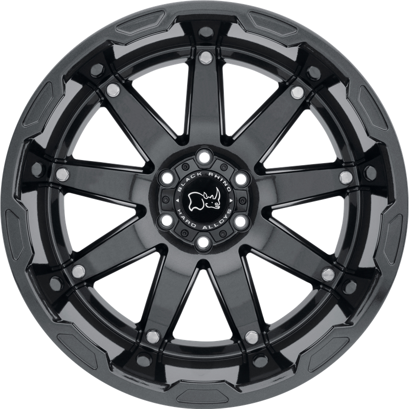 Black Rhino 18x9.5 Oceano Gloss Gunblack w/ Stainless Bolts -18mm