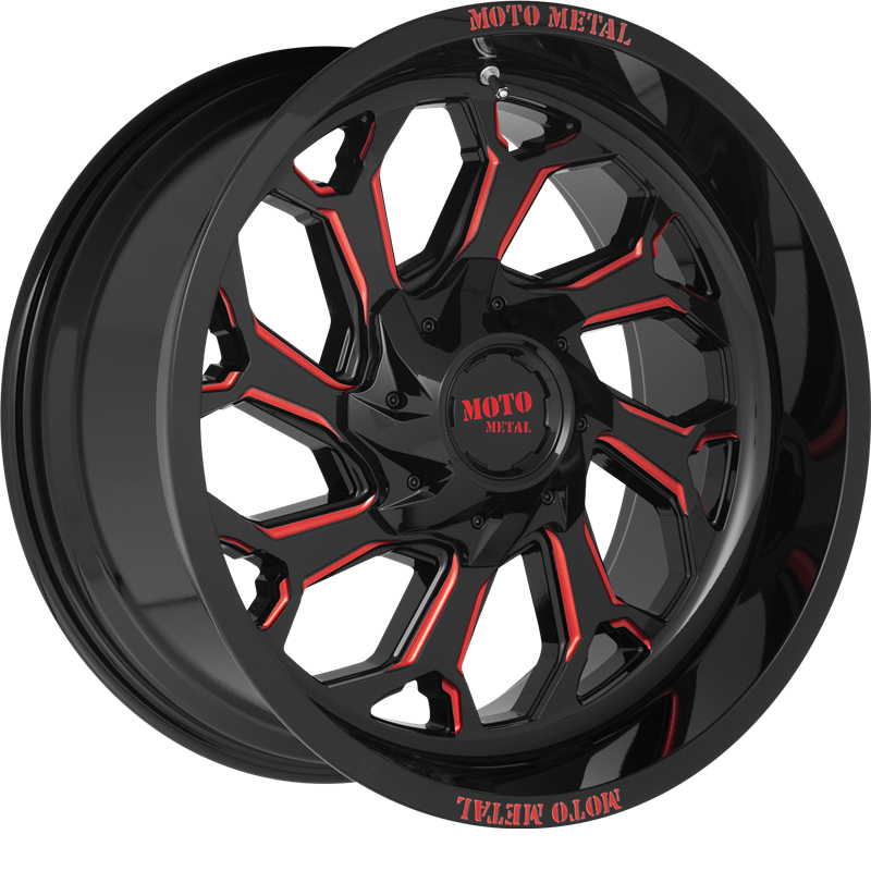 Moto Metal 20x10 MO999 Gloss Black Milled w/ Red Tint -18mm