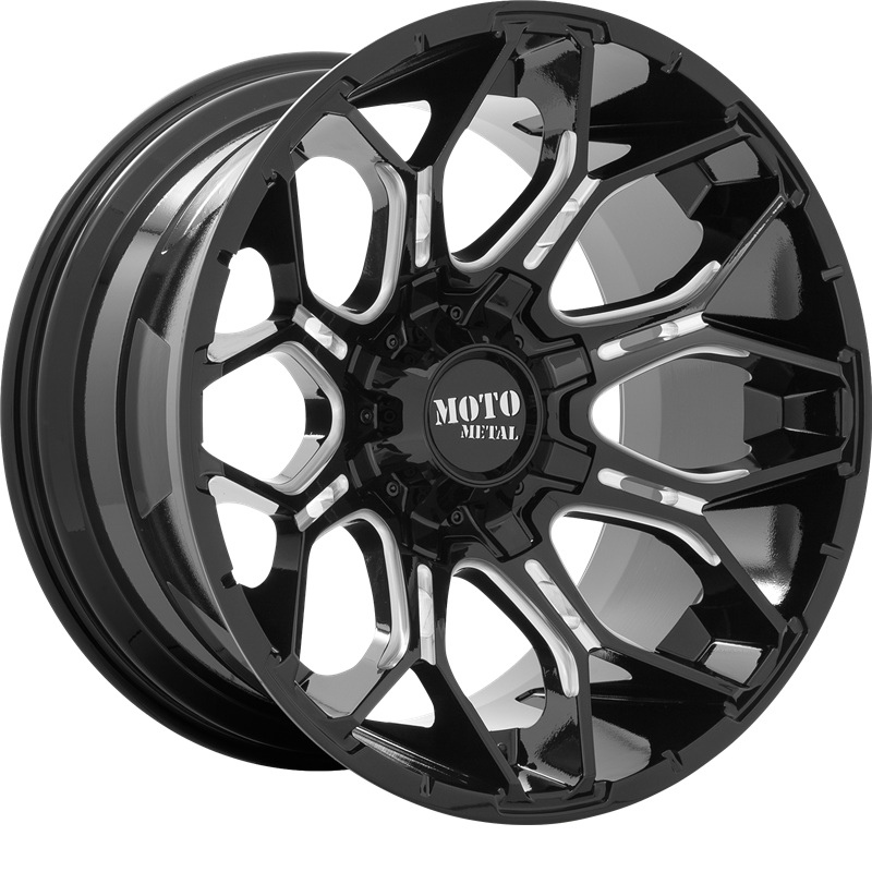 Moto Metal 20x10 MO808 Sniper Gloss Black Milled -18mm