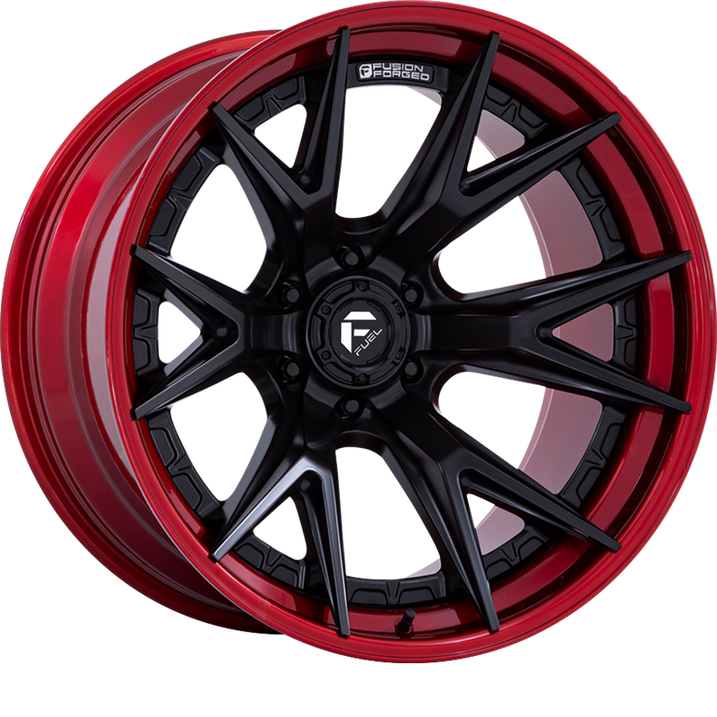 Fuel 20x10 FC402 Catalyst Matte Black w/ Candy Red Lip -18mm