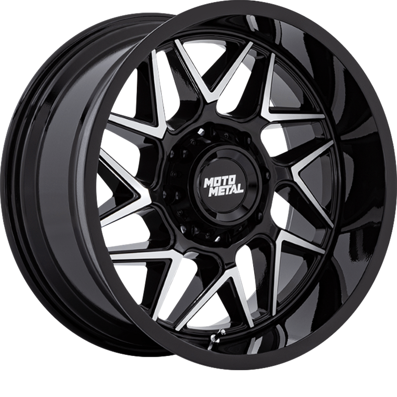 Moto Metal 20x10 MO812 Turbine Gloss Black w/ Machined Face -18mm