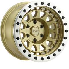 Black Rhino 17x8.5 Primm Beadlock Matte Gold w/ Machined Ring and Black Bolts -38mm