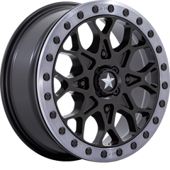 MSA Offroad Wheels 15x6 M48 Portal Beadlock Satin Black w/ Gray Tint Ring +38mm