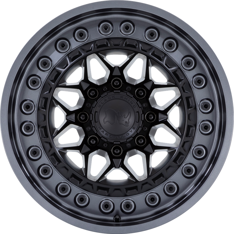 Black Rhino 20x10 Alpha Matte Black w/ Gunmetal Lip -18mm